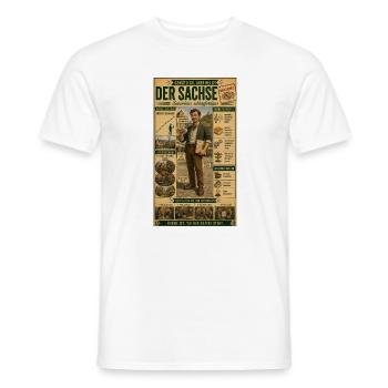 Der Sachse – Gemütlich, aber helle - Männer T-Shirt - Weiß - Vorne - AI Model Male 178 dark (178cm)