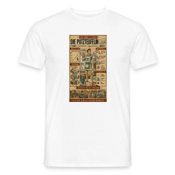 Der Putzteufelin – Kein Krümel ist sicher - Männer T-Shirt - Weiß - Vorne - AI Model Male 178 dark (178cm)