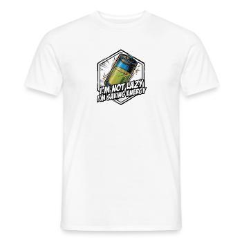 Pas paresseux, je fais économiser de l’énergie sur la batterie - T-shirt homme - blanc - Devant - AI Model Male 178 dark (178cm)