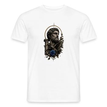 Tattoo art with blue rose - Men's T-Shirt - white - Front - AI Model Male 178 dark (178cm)