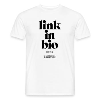 link in bio. direct booking available here - Männer T-Shirt - Weiß - Vorne - AI Model Male 178 dark (178cm)