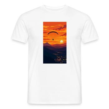 Sonnenuntergang Paraglider über Bergkette - Männer T-Shirt - Weiß - Vorne - AI Model Male 178 dark (178cm)