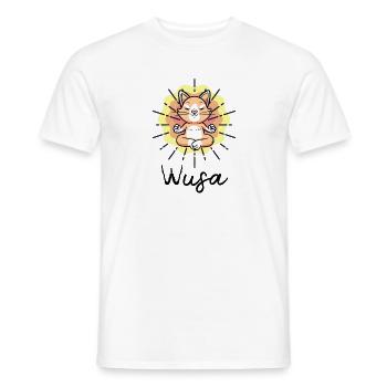 Wusa yoga cat meditation - Men's T-Shirt - white - Front - AI Model Male 178 dark (178cm)