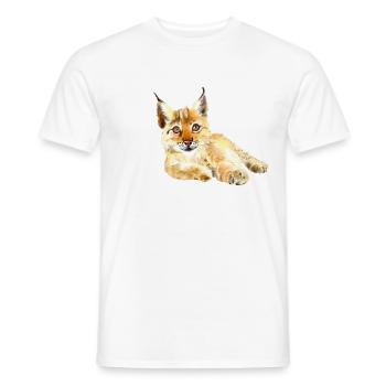 Little lynx is lounging - Men's T-Shirt - white - Front - AI Model Male 178 dark (178cm)