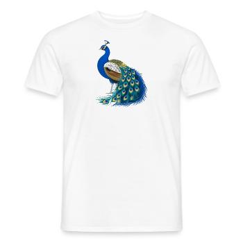 Vibrant Peacock Illustration - Men's T-Shirt - white - Front - AI Model Male 178 dark (178cm)