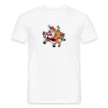 Christmas motif Funny reindeer Christmas Xmas - Men's T-Shirt - white - Front - AI Model Male 178 dark (178cm)