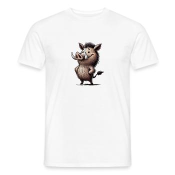 Sanglier Dessin animé Animal de la forêt - T-shirt homme - blanc - Devant - AI Model Male 178 dark (178cm)