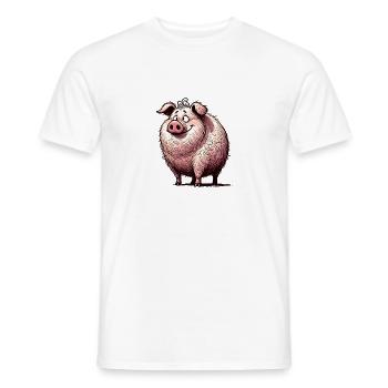 cochon dessin animé porc animal de la ferme - T-shirt homme - blanc - Devant - AI Model Male 178 dark (178cm)