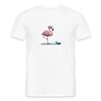 Yoga Flamingo Fitness Design for Social Media - Men's T-Shirt - white - Front - AI Model Male 178 dark (178cm)