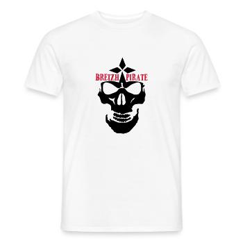 breizh pirate tete de mort crane skull logo - T-shirt homme - blanc - Devant - AI Model Male 178 dark (178cm)