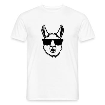 Llama with sunglasses Funny No Drama Llama - Men's T-Shirt - white - Front - AI Model Male 178 dark (178cm)