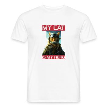 Mon chat en tant qu’animal de compagnie est mon héros en tant que pilote - T-shirt homme - blanc - Devant - AI Model Male 178 dark (178cm)