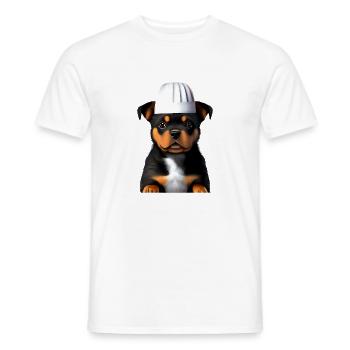 Hundewelpe Rottweiler Gastronom Hunde Kochen Hund - Männer T-Shirt - Weiß - Vorne - AI Model Male 178 dark (178cm)