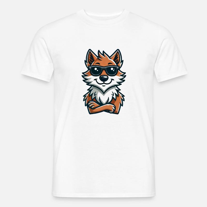 wolf sonnenbrille comic - Männer T-Shirt - Weiß