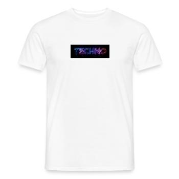 Techno Neon Glitch Text - Männer T-Shirt - Weiß - Vorne - AI Model Male 178 dark (178cm)