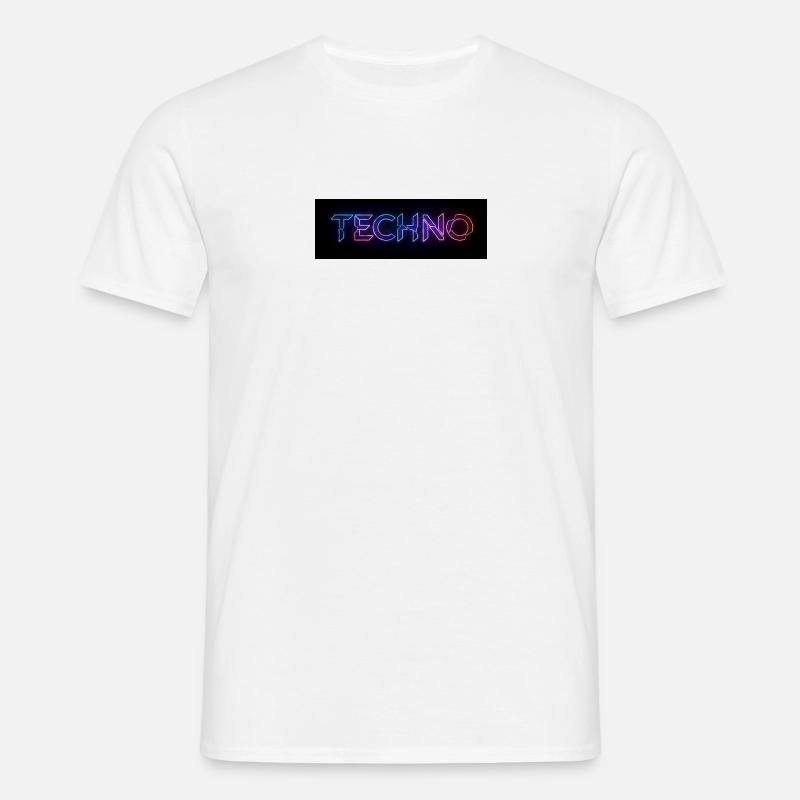 Techno Neon Glitch Text - Men's T-Shirt - white