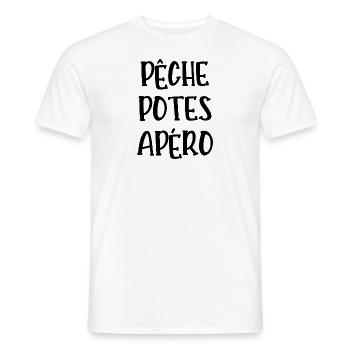 pêche potes apéro - T-shirt homme - blanc - Devant - AI Model Male 178 dark (178cm)