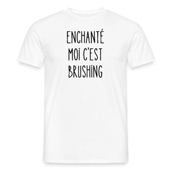 enchanté moi c'est brushing - T-shirt homme - blanc - Devant - AI Model Male 178 dark (178cm)