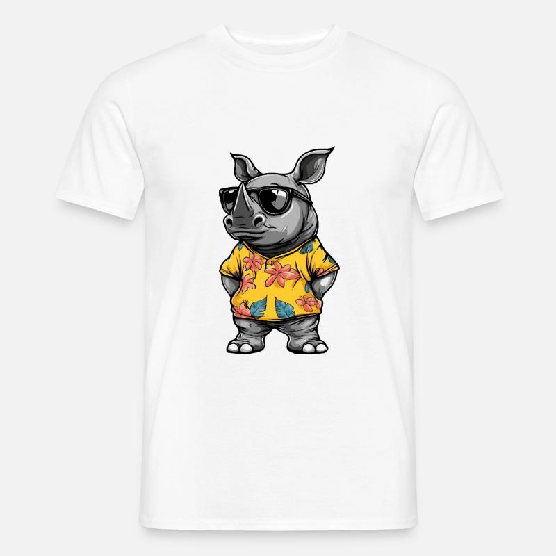 Nashorn Comic Urlaub - Männer T-Shirt - Weiß