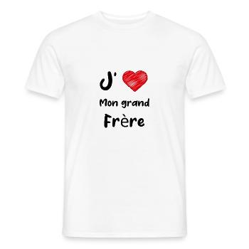 J aime mon grand frère - T-shirt homme - blanc - Devant - AI Model Male 178 dark (178cm)