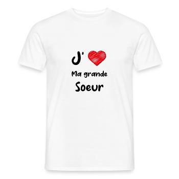 J aime ma grande soeur - T-shirt homme - blanc - Devant - AI Model Male 178 dark (178cm)