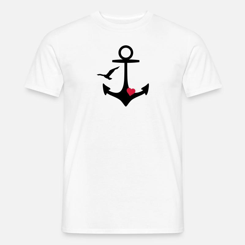 Anker Herz Möwe - Männer T-Shirt - Weiß