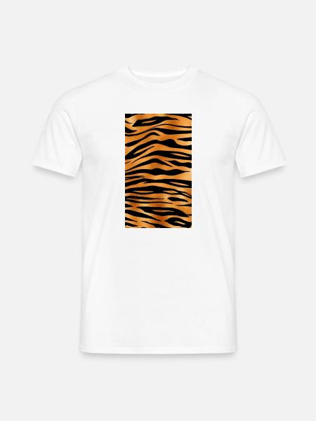 Tiger Muster Animal Print Tier gestreift Streifen - Männer T-Shirt - Weiß