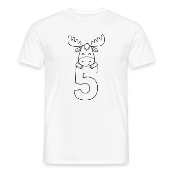 Cute moose with the number 5 cartoon illustration - Men's T-Shirt - white - Front - AI Model Male 178 dark (178cm)