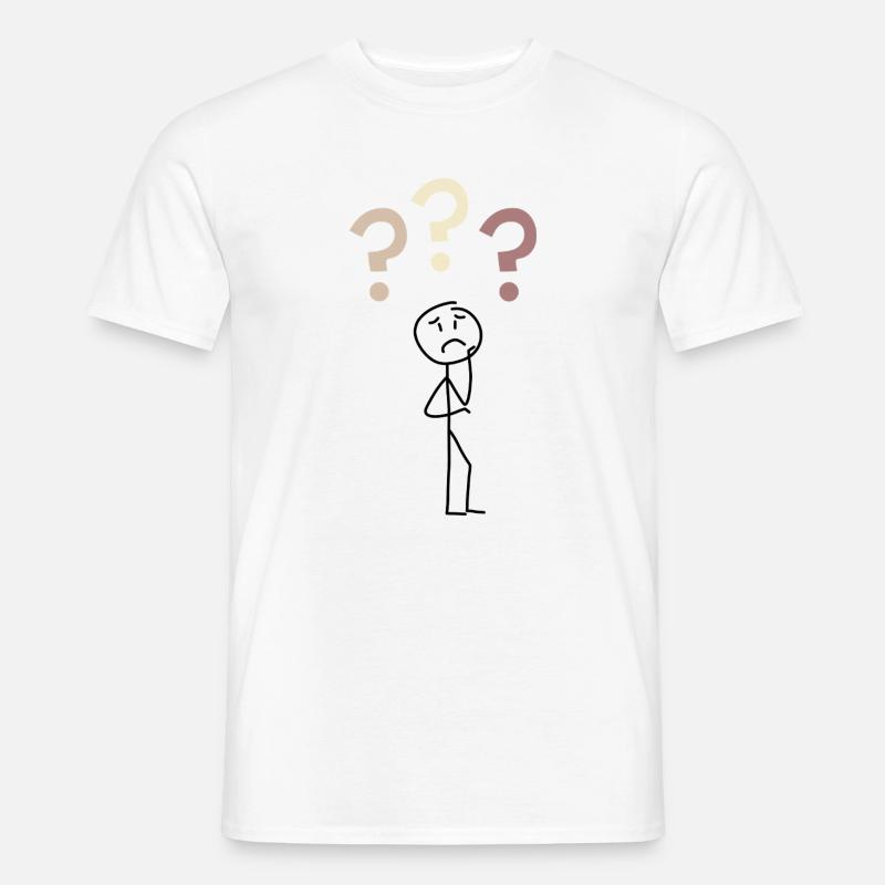 Three Question Marks – Minimal Mystery Design - Männer T-Shirt - Weiß