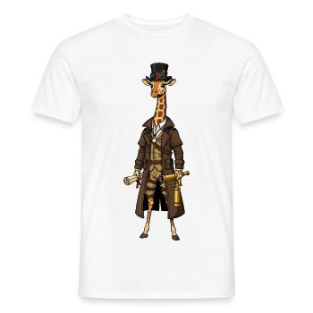 Giraffe Explorer Steampunk Chic Top Hat - Men's T-Shirt - white - Front - AI Model Male 178 dark (178cm)