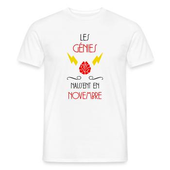 les génies naissent en Novembre - Naissance - HPI - T-shirt homme - blanc - Devant - AI Model Male 178 dark (178cm)