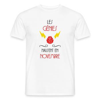 les génies naissent en Novembre - Naissance - T-shirt homme - blanc - Devant - AI Model Male 178 dark (178cm)