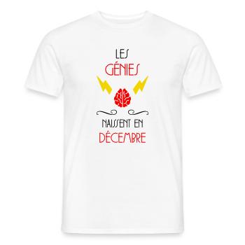 les génies naissent en Décembre - Naissance - HPI - T-shirt homme - blanc - Devant - AI Model Male 178 dark (178cm)