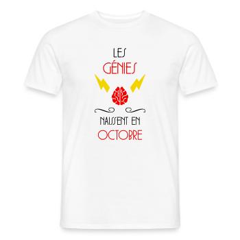 les génies naissent en Octobre - Anniversaire - T-shirt homme - blanc - Devant - AI Model Male 178 dark (178cm)