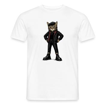  UK Katze Ska-Reggae Rockmusik Ska-Punk - Männer T-Shirt - Weiß - Vorne - AI Model Male 178 dark (178cm)