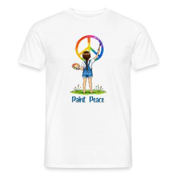 Mädchen malt Peace Zeichen – Paint Peace Aquarell - Männer T-Shirt - Weiß - Vorne - AI Model Male 178 dark (178cm)