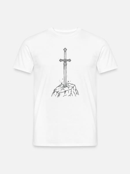 Schwert im Stein Ritterschwert - Männer T-Shirt - Weiß