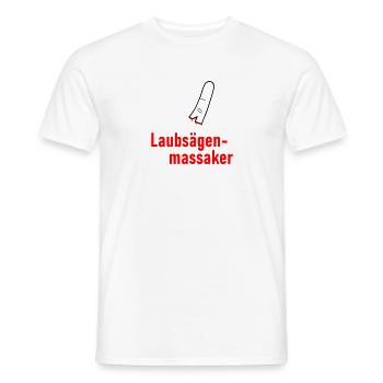 Laubsägenmassaker - Männer T-Shirt - Weiß - Vorne - AI Model Male 178 dark (178cm)