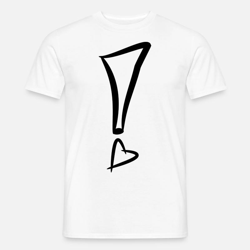 Ausrufezeichen mit Herz Schwarz - Männer T-Shirt - Weiß