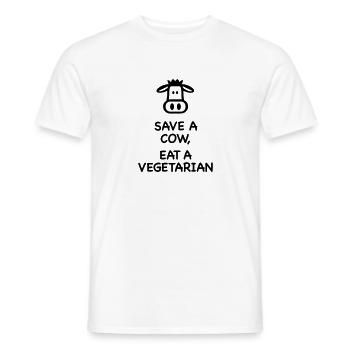 Save a Cow eat Vegetarian - Men's T-Shirt - white - Front - AI Model Male 178 dark (178cm)