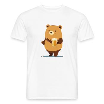Mignon ours en peluche avec de la bière - T-shirt homme - blanc - Devant - AI Model Male 178 dark (178cm)