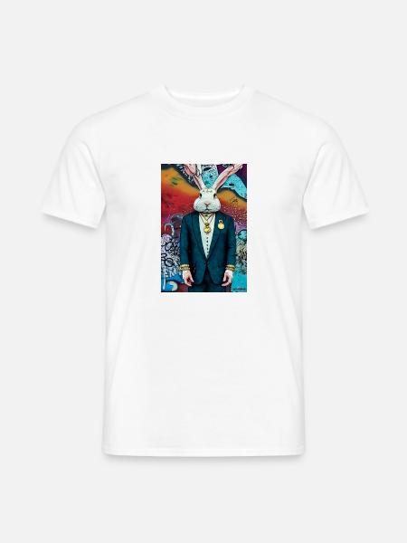 Hase im Anzug | moderner, urbaner Stil, farbenfroh - Männer T-Shirt - Weiß