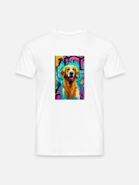 Pop-Art Print, Modern, Golden Retriever - Männer T-Shirt - Weiß