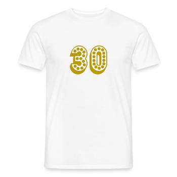 30. 30 YEARS. 30th ANNIVERSARY. 30TH ANNIVERSARY. - Men's T-Shirt - white - Front - AI Model Male 178 dark (178cm)