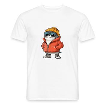 Robbe Tier Winter Comic - Männer T-Shirt - Weiß - Vorne - AI Model Male 178 dark (178cm)