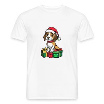 Beagle Hund Weihnachten Comic Geschenke - Männer T-Shirt - Weiß - Vorne - AI Model Male 178 dark (178cm)
