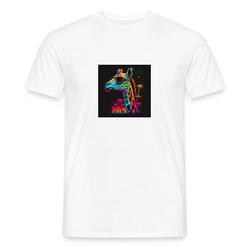 Giraffe with neon colors, synthwave / 80s - Men's T-Shirt - white - Front - AI Model Male 178 dark (178cm)