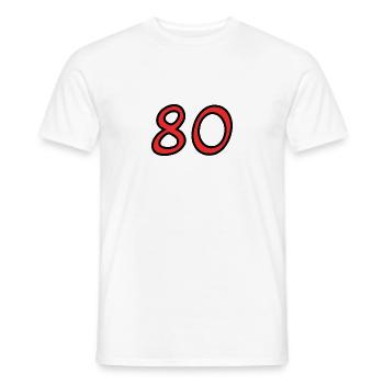 80. 80 YEARS. 80th ANNIVERSARY. 80TH BIRTHDAY. - Men's T-Shirt - white - Front - AI Model Male 178 dark (178cm)