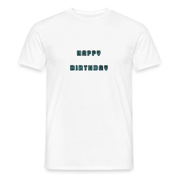 HAPPY BIRTHDAY. ANNIVERSARY - Men's T-Shirt - white - Front - AI Model Male 178 dark (178cm)