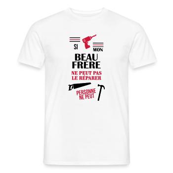 Belle Beau-Frère / Belle-Sœur / Beau Frere / Belle - T-shirt homme - blanc - Devant - AI Model Male 178 dark (178cm)